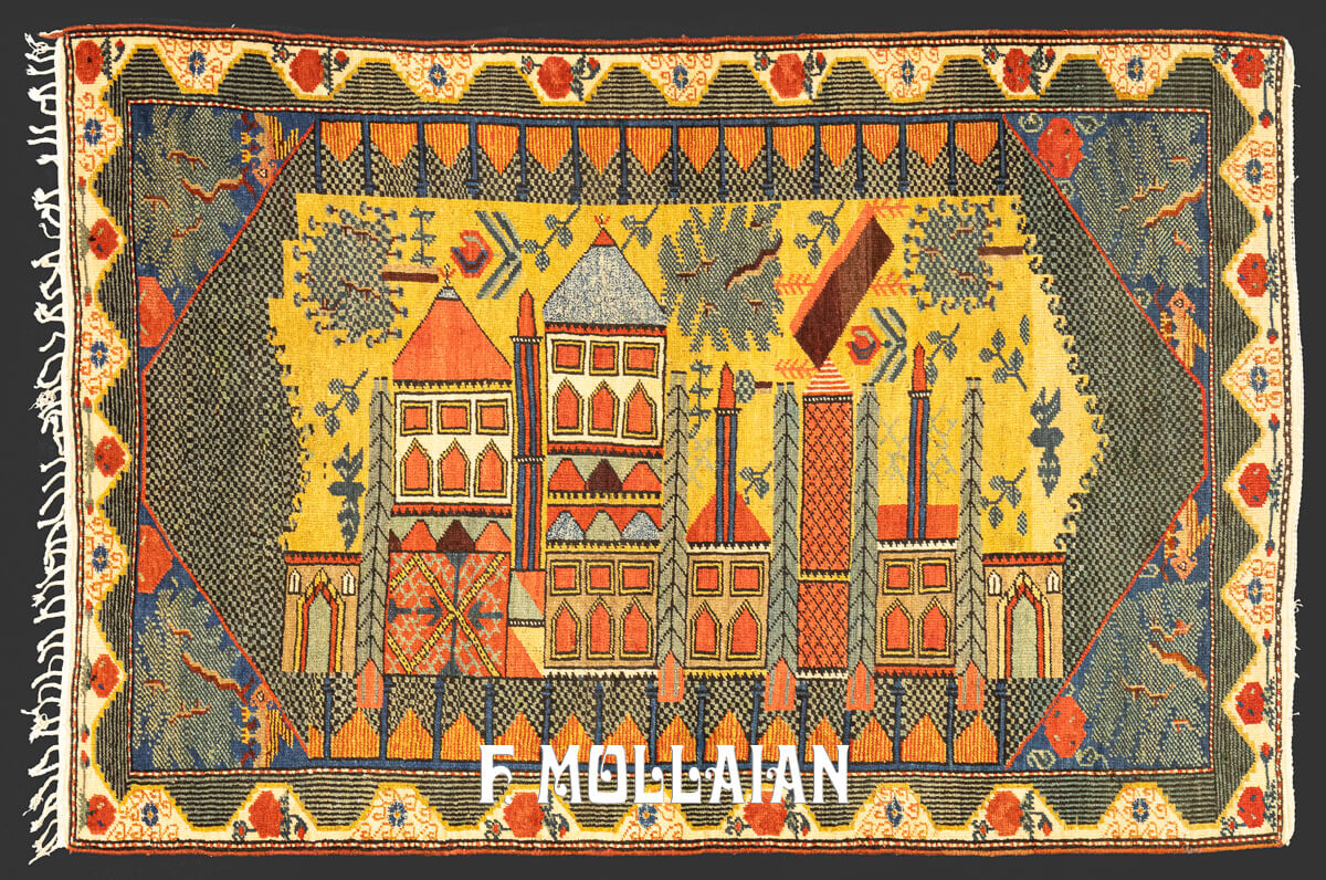 Rare Rug Figurative Kurdish Persian n°:672449